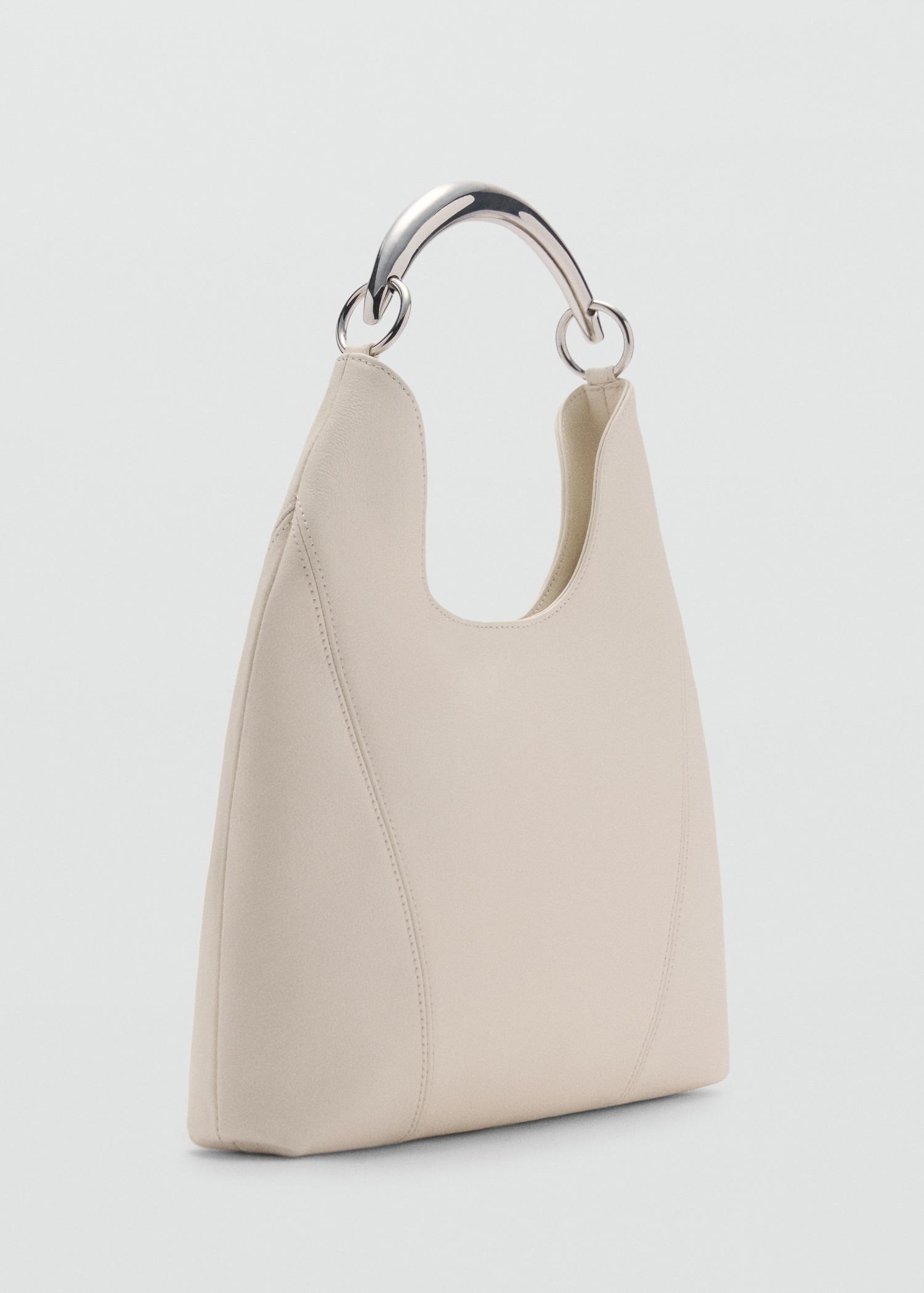 Leather shoulder bag with metal handle - Women | MANGO USA Product Image