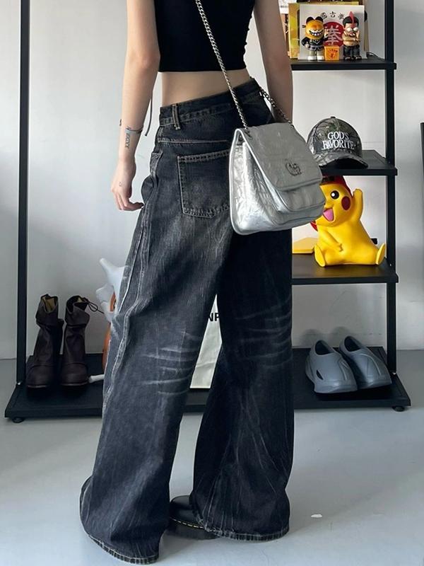 Black Washed Boyfriend Jeans Product Image