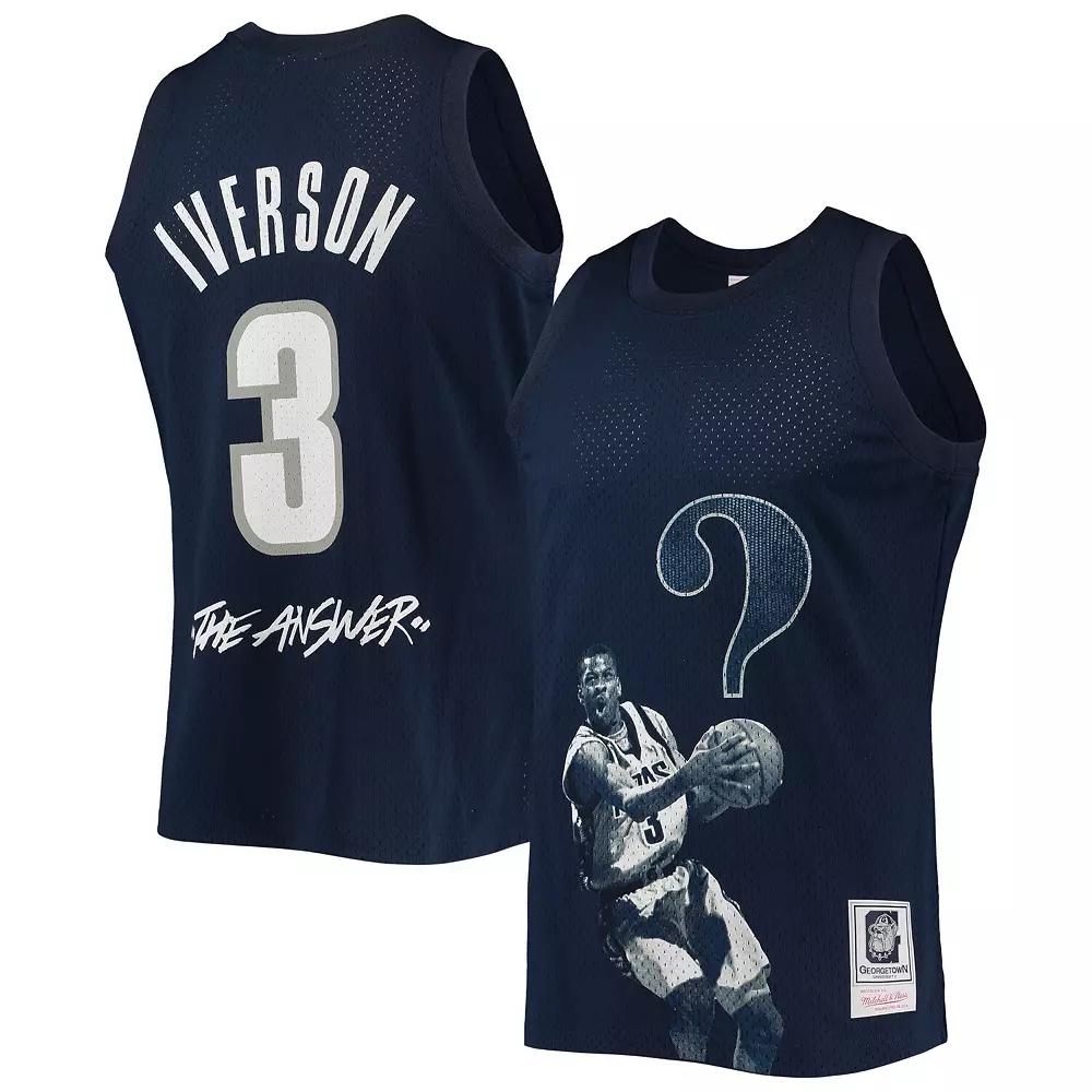 Men's Mitchell & Ness Allen Iverson Navy Georgetown Hoyas The Answer Replica Jersey,  Product Image