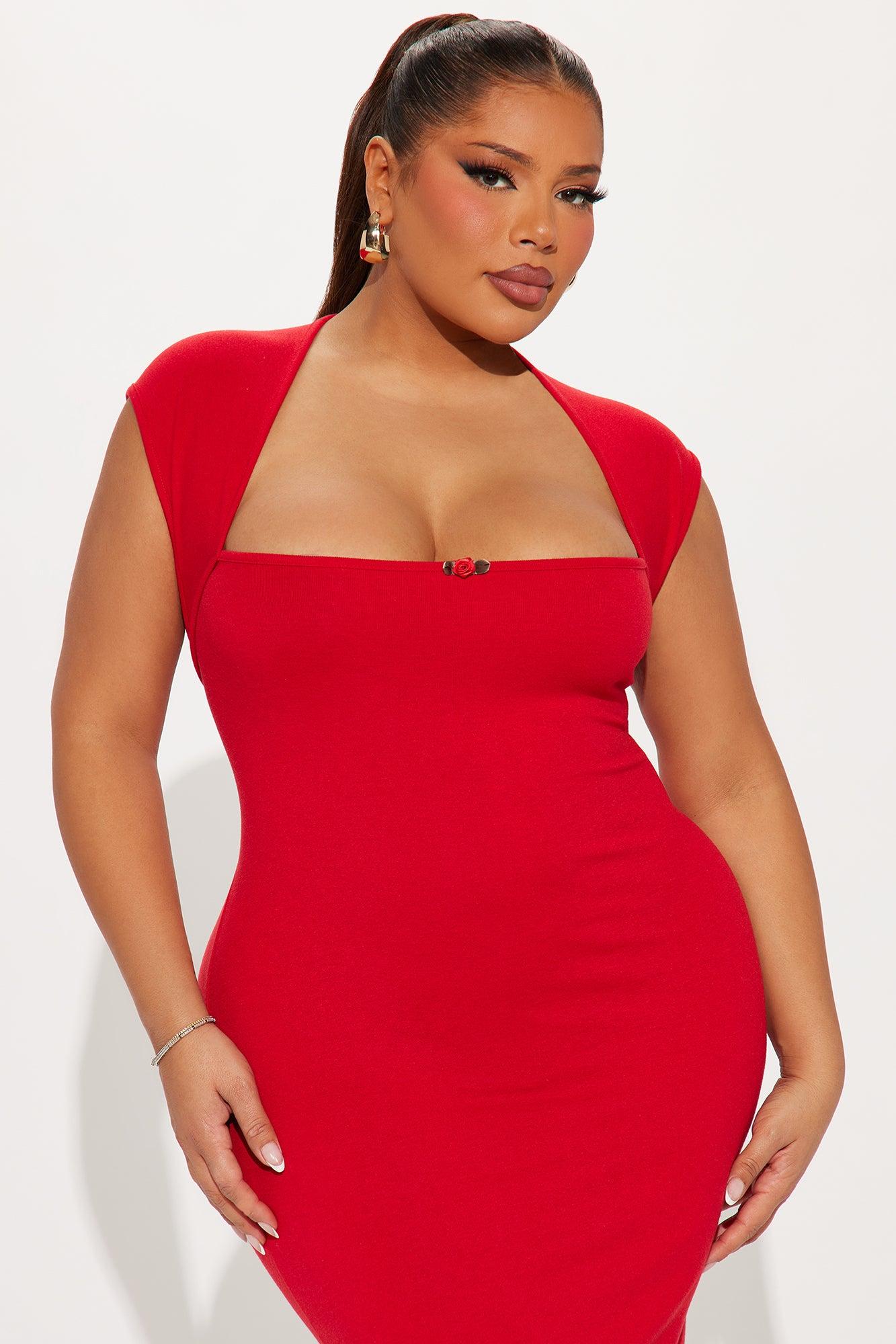 In Love Rosette Midi Dress - Red Product Image