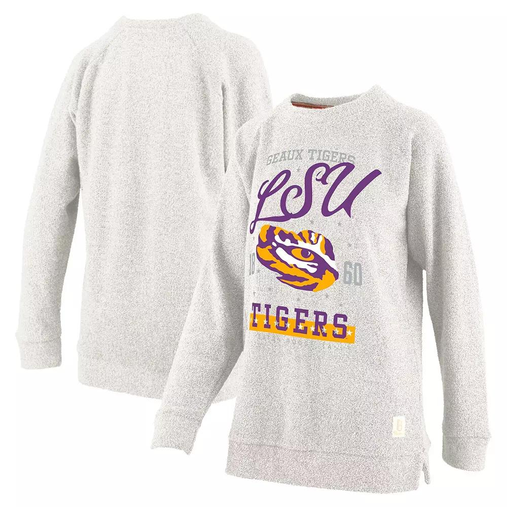 Women's Pressbox Oatmeal LSU Tigers Plus Size Comfy Cairo Terry Pullover Sweatshirt, Size: 2XL, Team Product Image