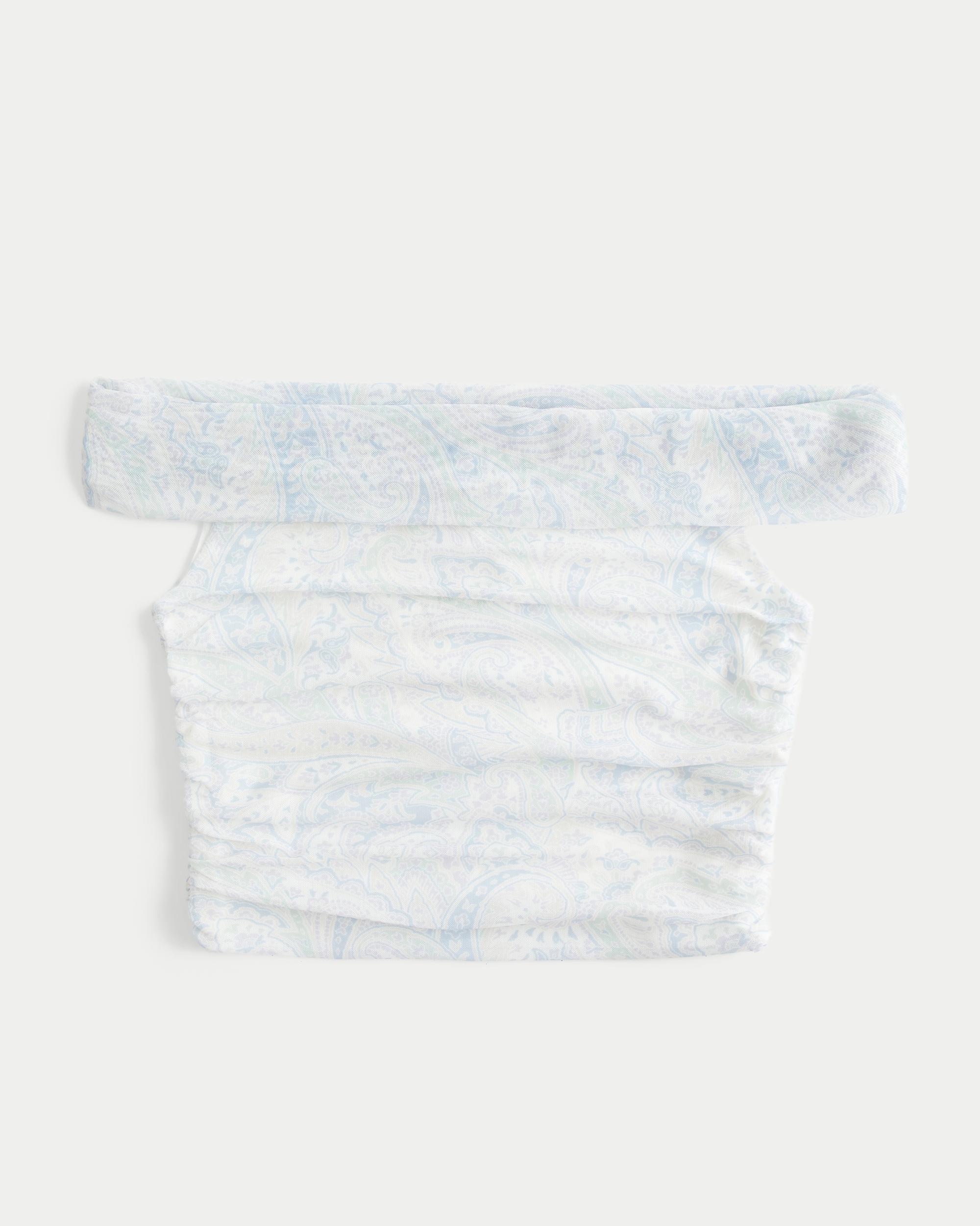 Mesh Foldover Off-the-Shoulder Top Product Image