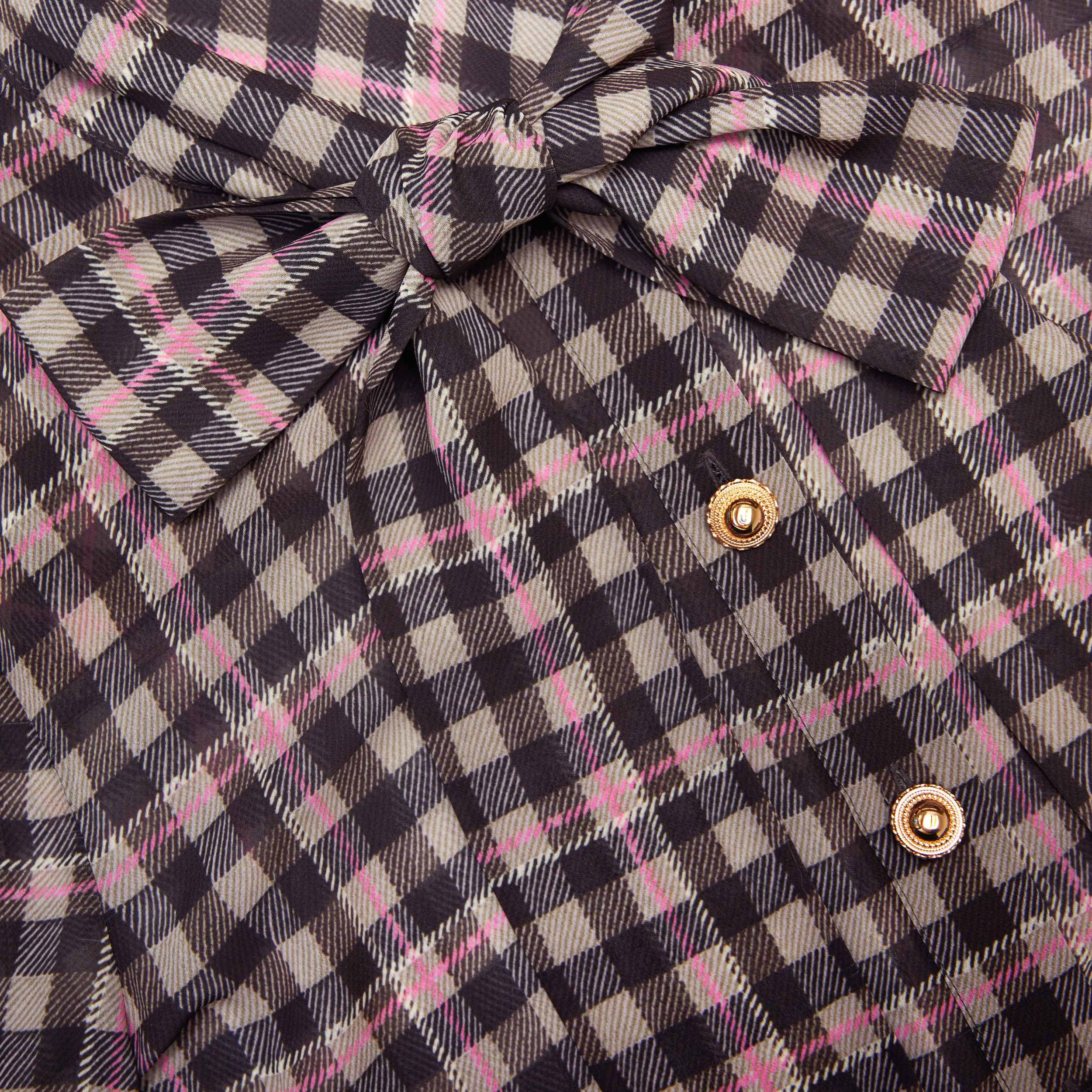 Brown Check Chiffon Blouse Product Image