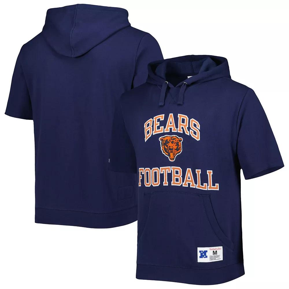 Men's Mitchell & Ness Navy Chicago Bears Washed Short Sleeve Pullover Hoodie,  Product Image