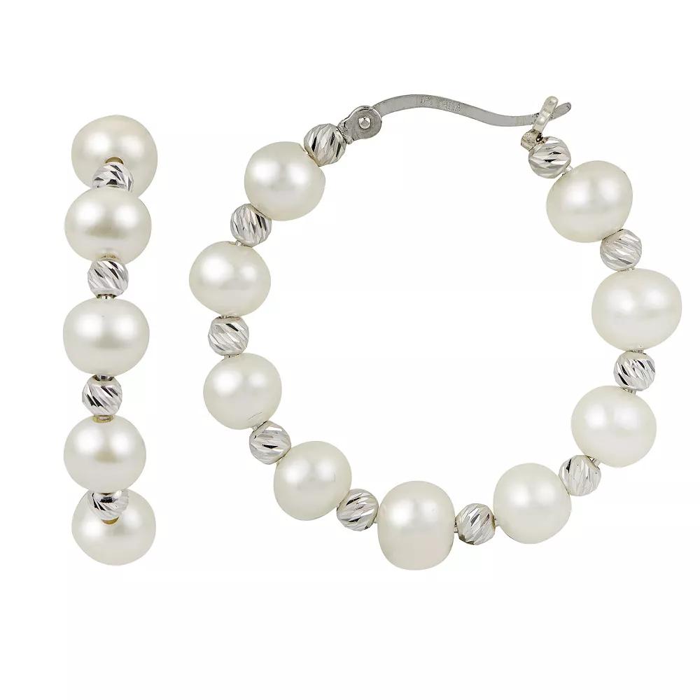 PearLustre by Imperial Sterling Silver Cultured Pearl & Bead Hoop Earrings, Women's Product Image