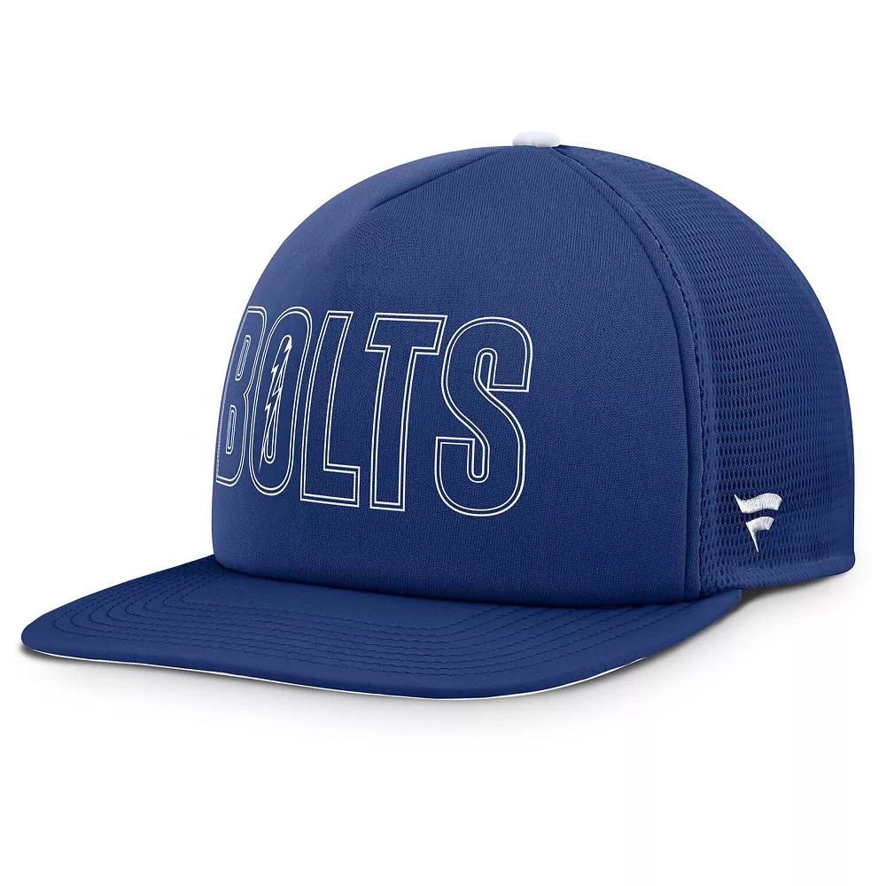 Mens Fanatics Blue/White Tampa Bay Lightning Authentic Pro Hometown Rink Foam Trucker Snapback Hat Product Image