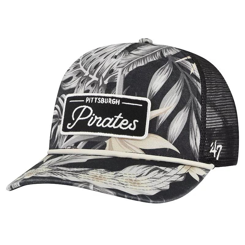 Men's '47 Black Pittsburgh Pirates Tropicalia Trucker Hitch Adjustable Hat Product Image
