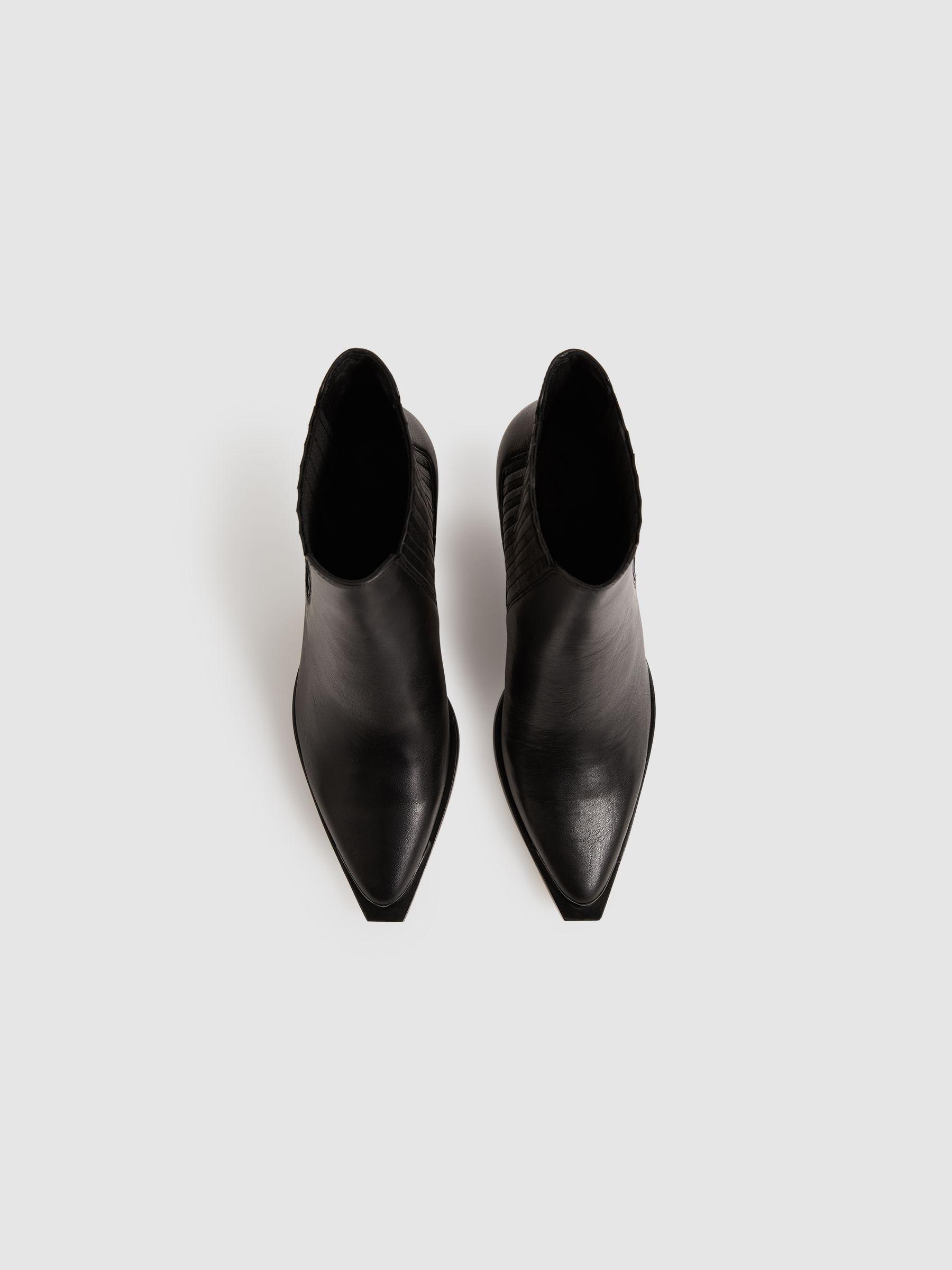 Paige Leather Block-Heel Ankle Boots in Black Product Image