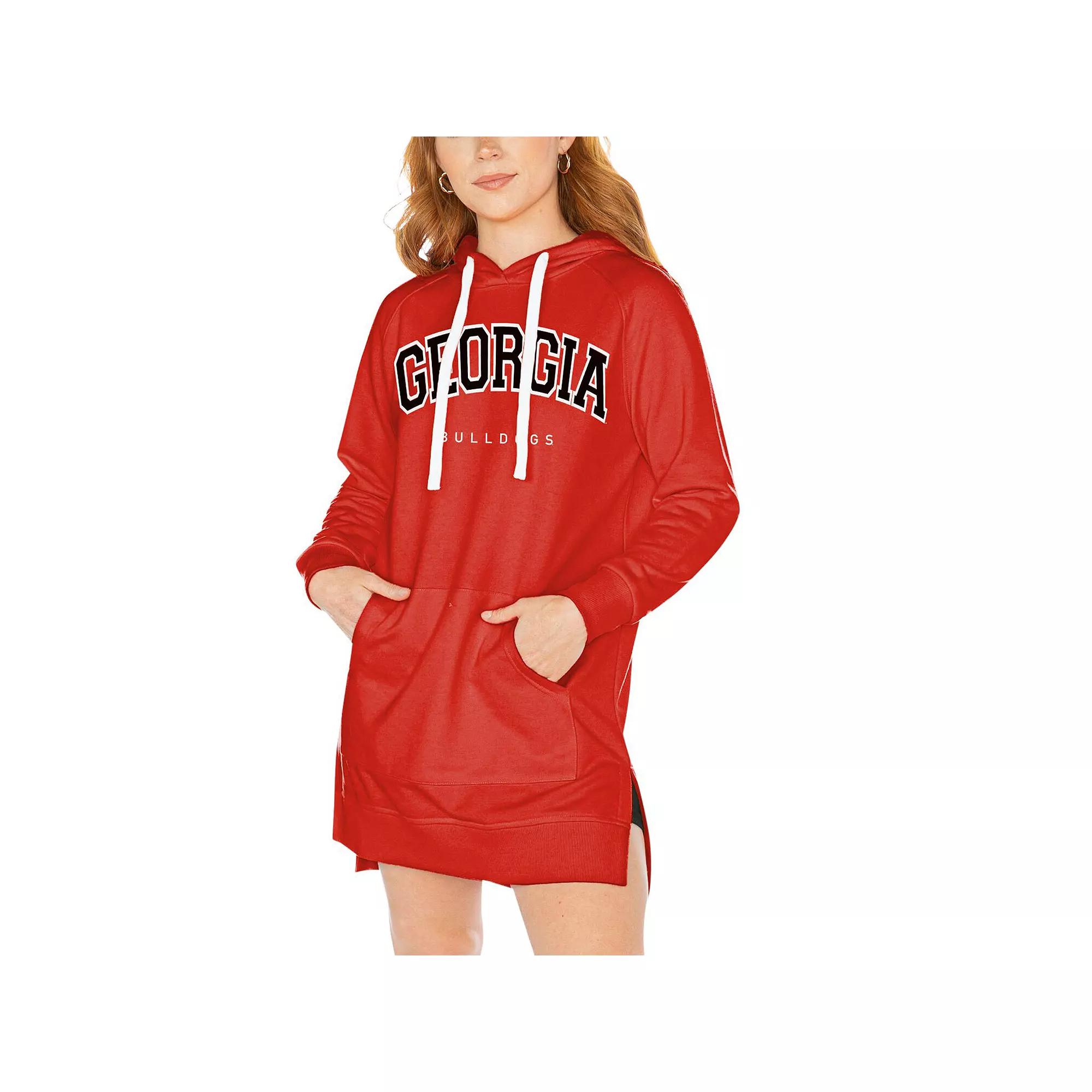 Women's Gameday Couture Red Georgia Bulldogs Take a Knee Raglan Hooded Sweatshirt Dress,  Product Image
