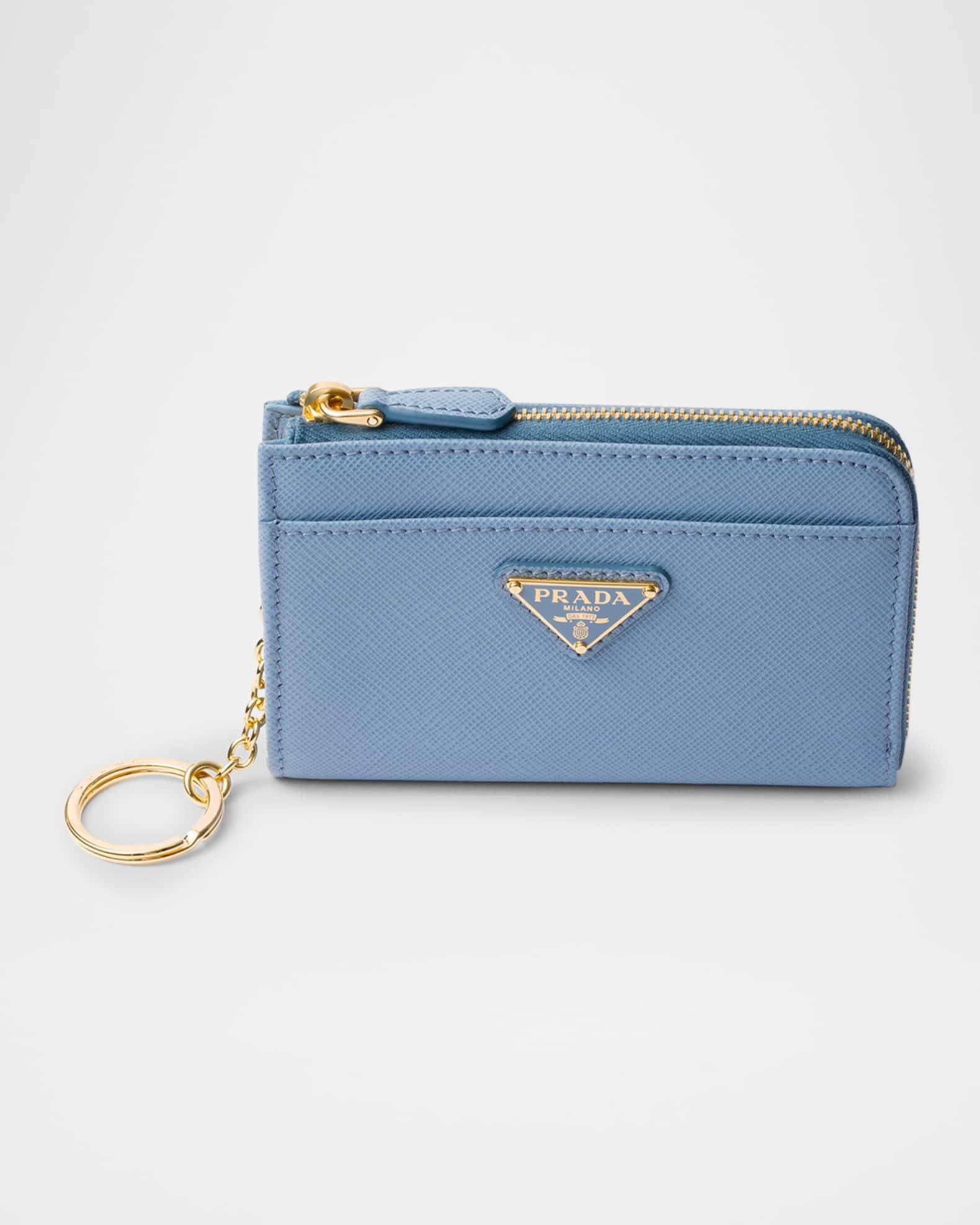 Triangle Logo Saffiano Leather Zip Card Case Product Image