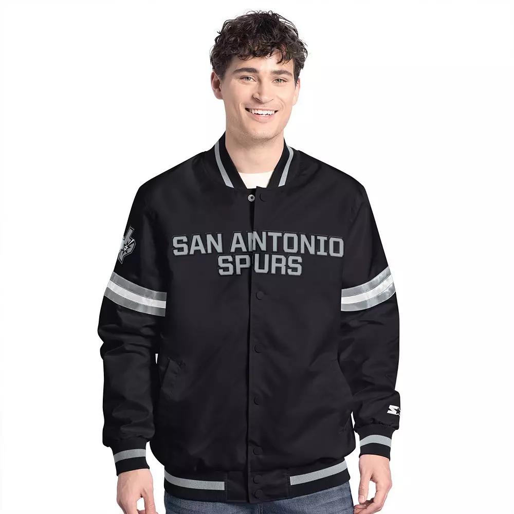 Men's Starter Black/Silver San Antonio Spurs Scout Full Snap Varsity Jacket,  Product Image