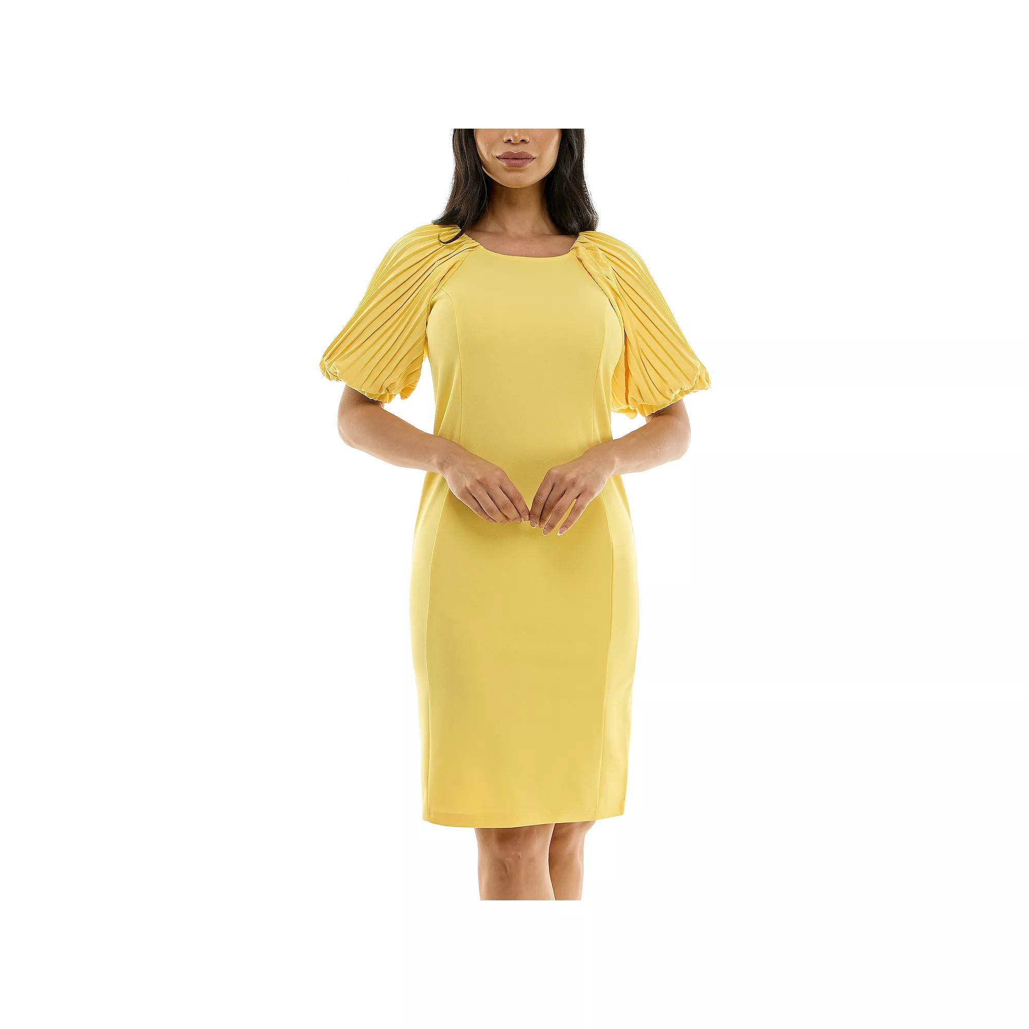 Women's Nina Leonard Pleated Puff Sleeve Dress,  Product Image