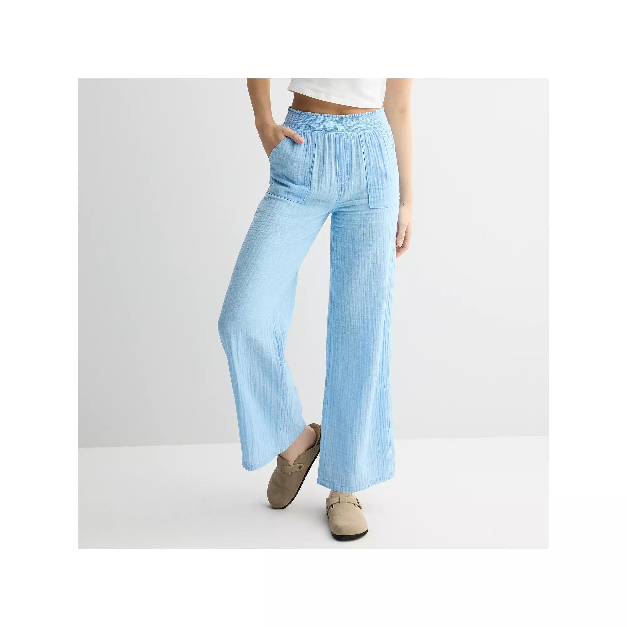 Juniors' SO® High-Rise Double Gauze Pants, Women's, Size: XS Short, Blue Product Image