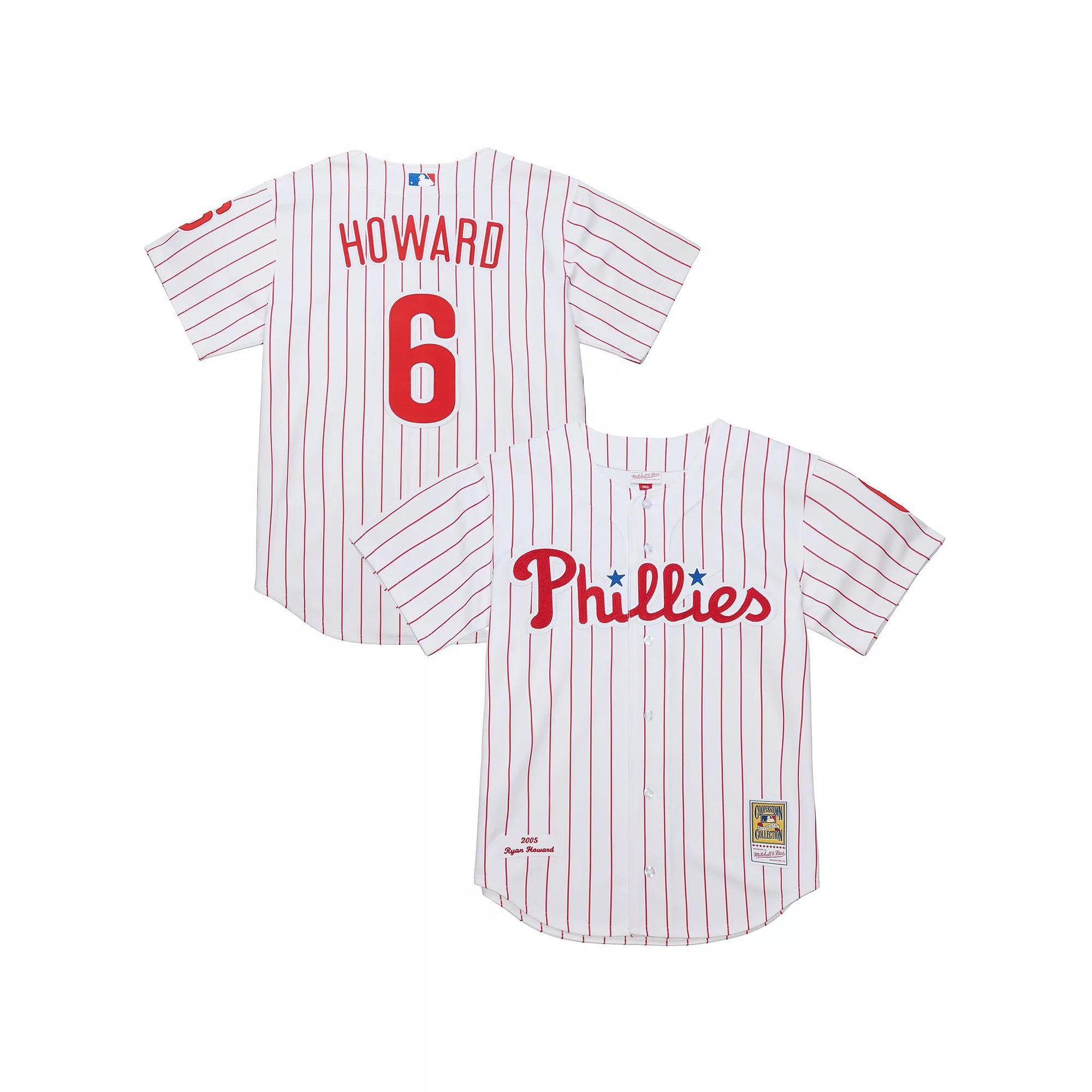 Men's Mitchell & Ness Ryan Howard White Philadelphia Phillies Cooperstown Collection Authentic Jersey, Size: 36 Product Image