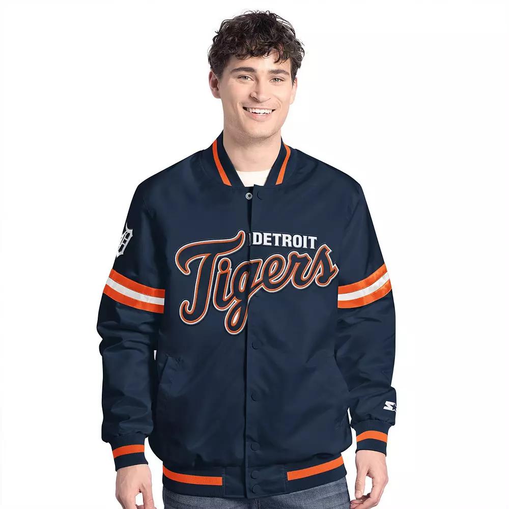 Men's Starter Navy Detroit Tigers Scout Full-Snap Varsity Jacket,  Product Image