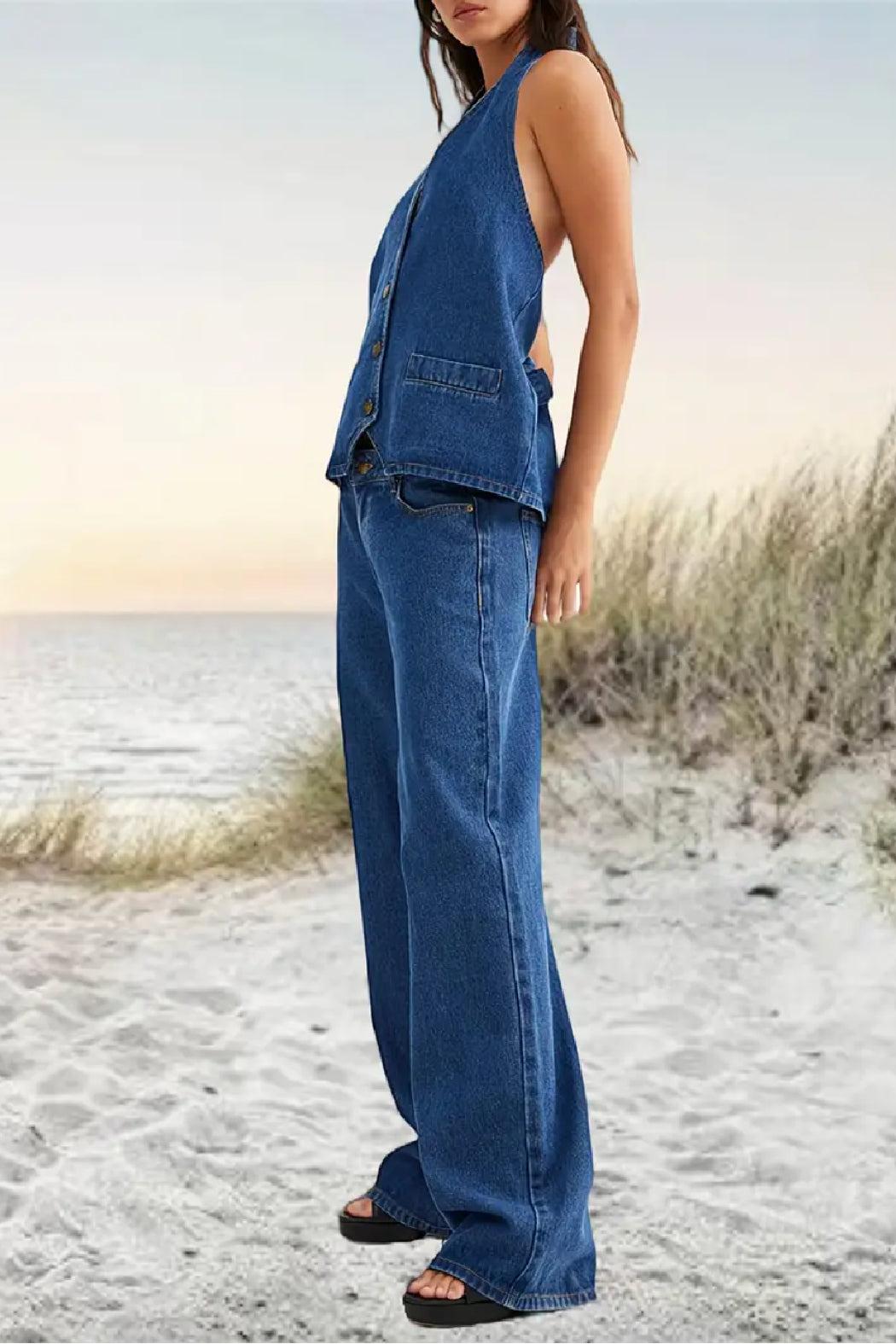 2-piece Denim Pant Set Product Image
