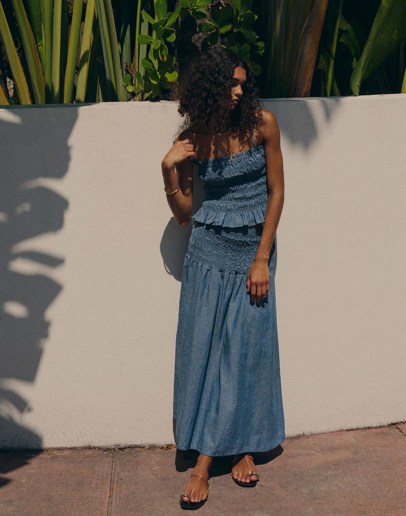 Denim Smocked Tank Product Image