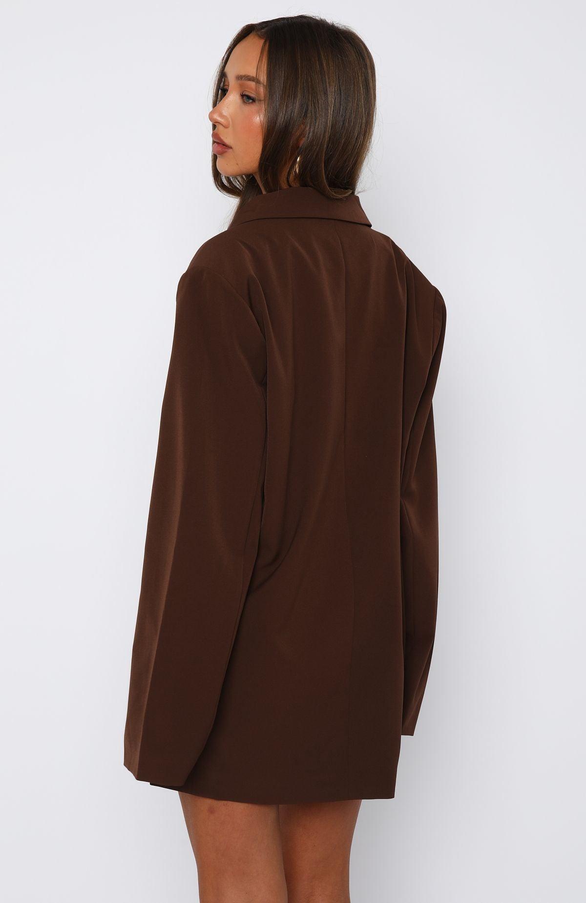 Catch Me Now Oversized Blazer Chocolate Product Image