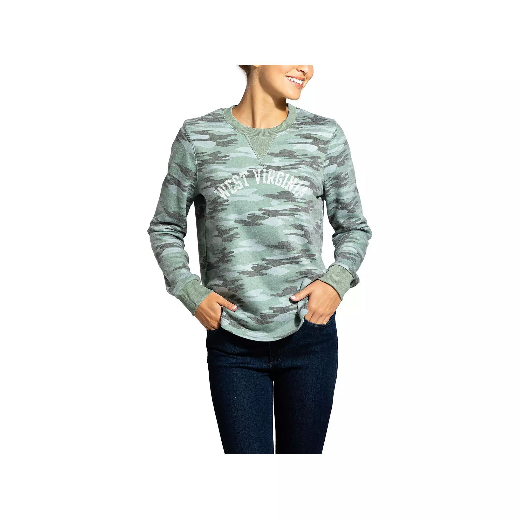 Women's Camo West Virginia Mountaineers Comfy Pullover Sweatshirt, Size: Small, Green Product Image