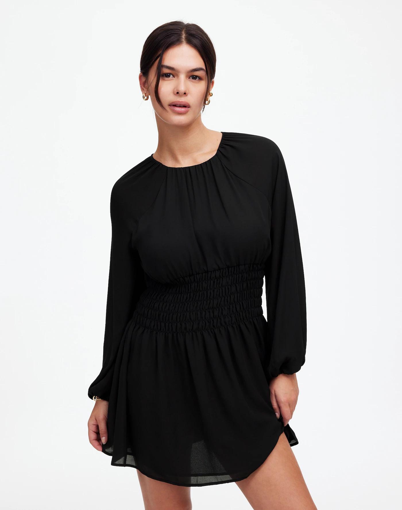 Bubble-Sleeve Smocked Mini Dress Product Image