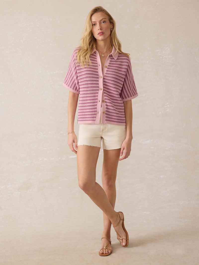 Seacoast Crochet Cabana Shirt - Mini Orchid Stripe Product Image