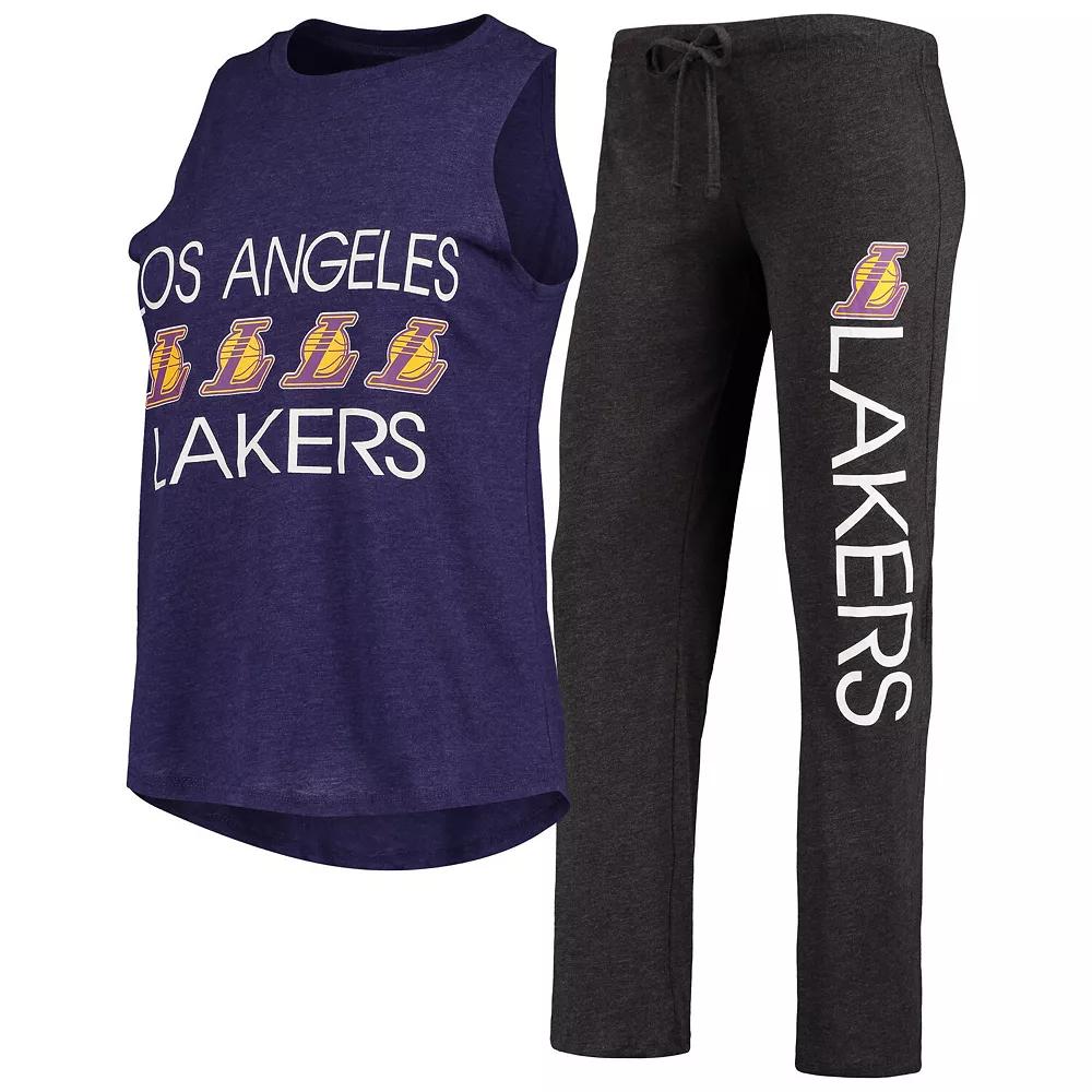 Women's Concepts Sport Black/Purple Los Angeles Lakers Tank Top & Pants Sleep Set,  Product Image