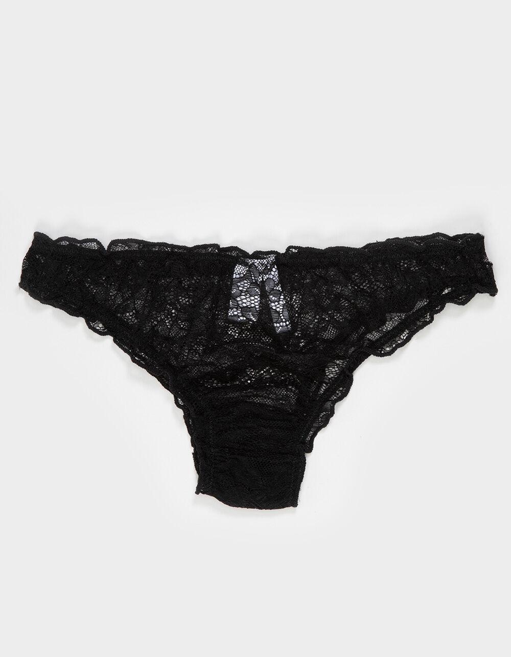FULL TILT Lace Lettuce Edge Bikini Panties - BLACK Product Image