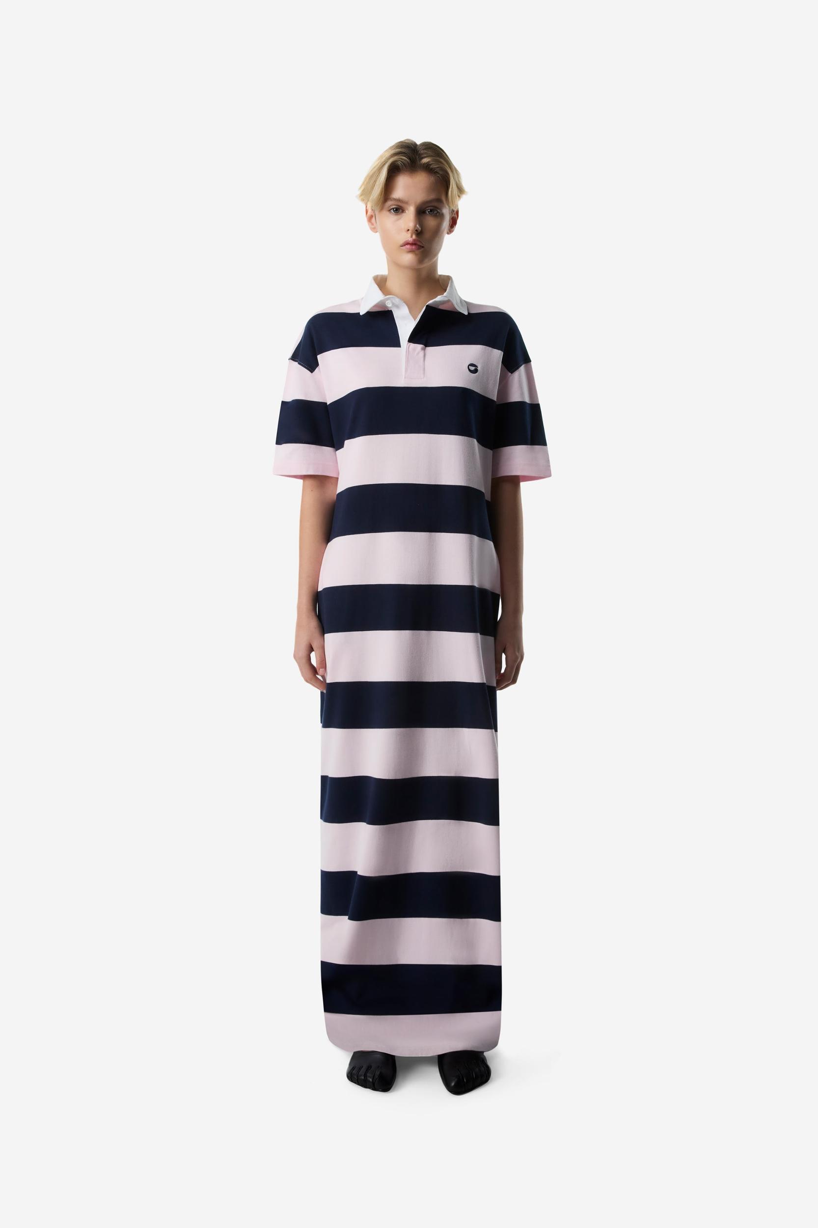 Striped Long Polo Dress Product Image