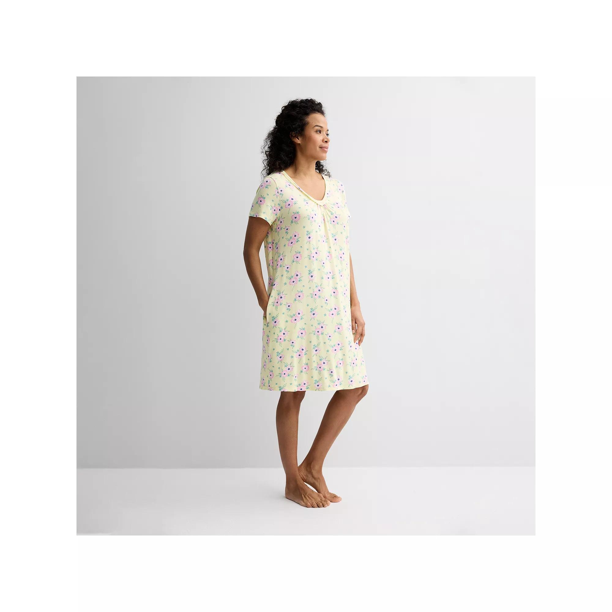 Women's Croft & Barrow® Print Short Sleeve Nightgown, Size: Small, Nika Floral Product Image