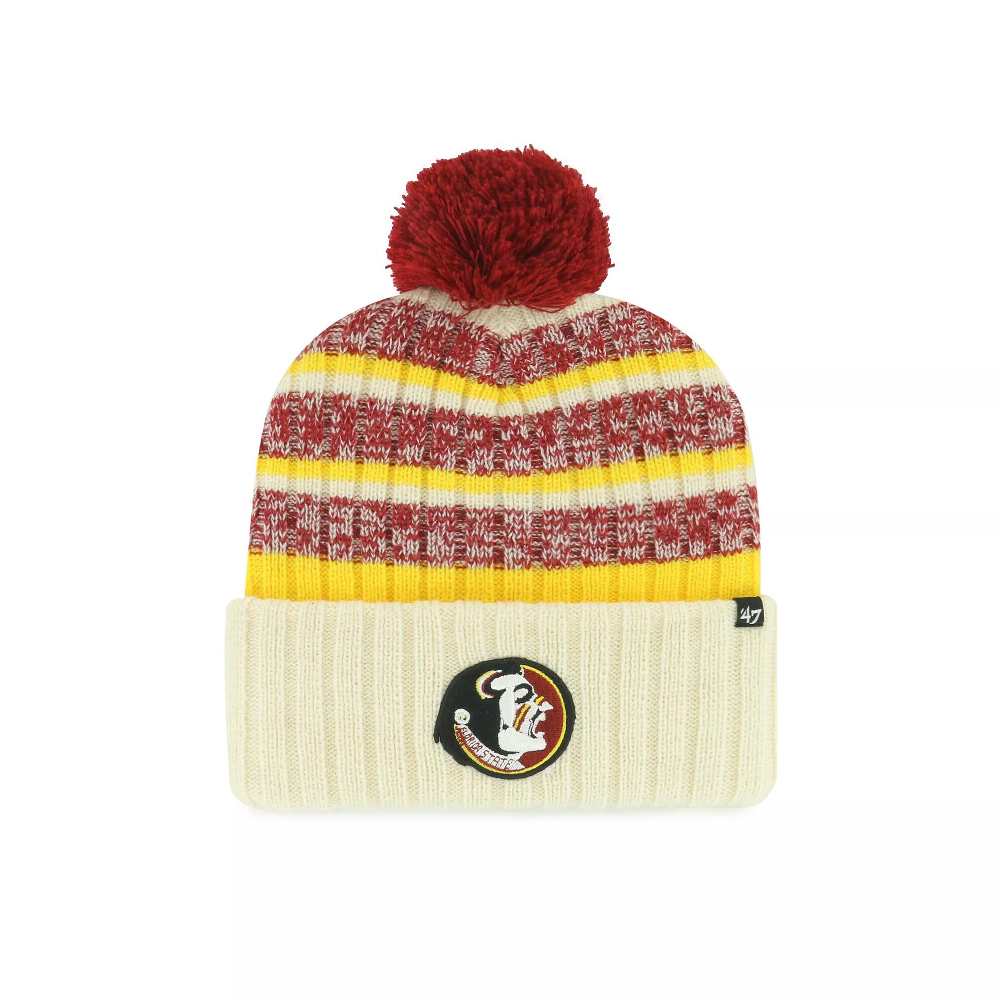 Men's '47 Cream Florida State Seminoles Vintage Tavern Cuffed Knit Hat with Pom, Beige Product Image