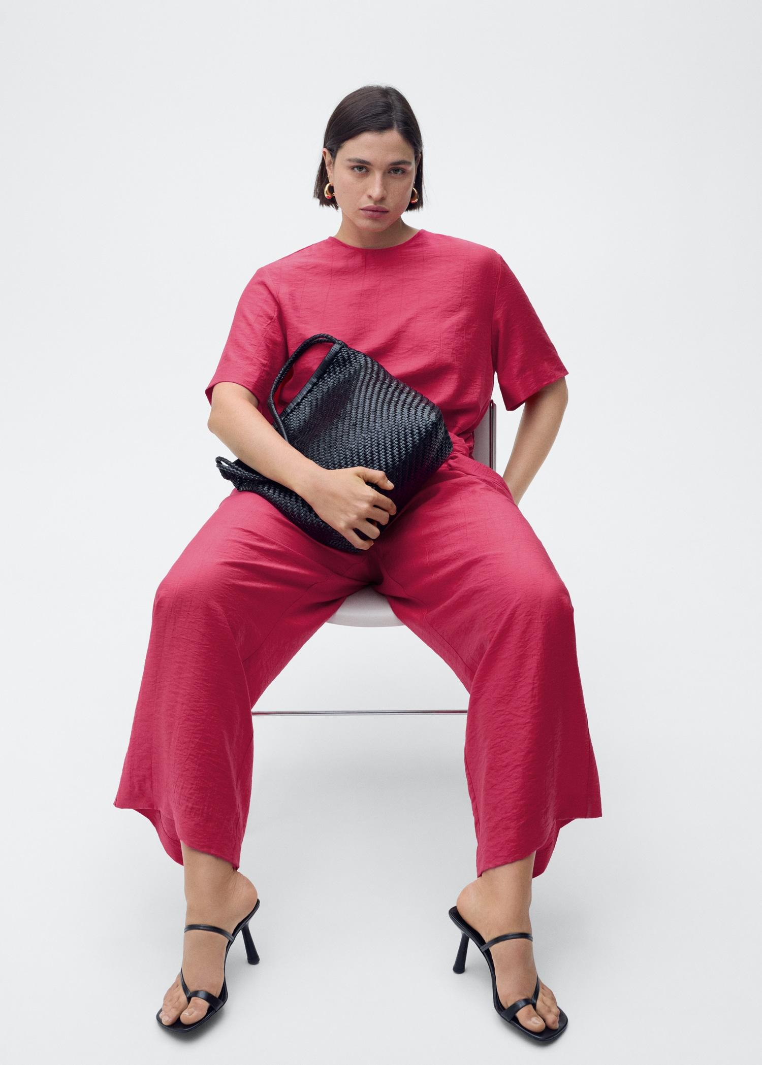 Straight-fit short-sleeved jumpsuit with belt - Women | MANGO USA Product Image