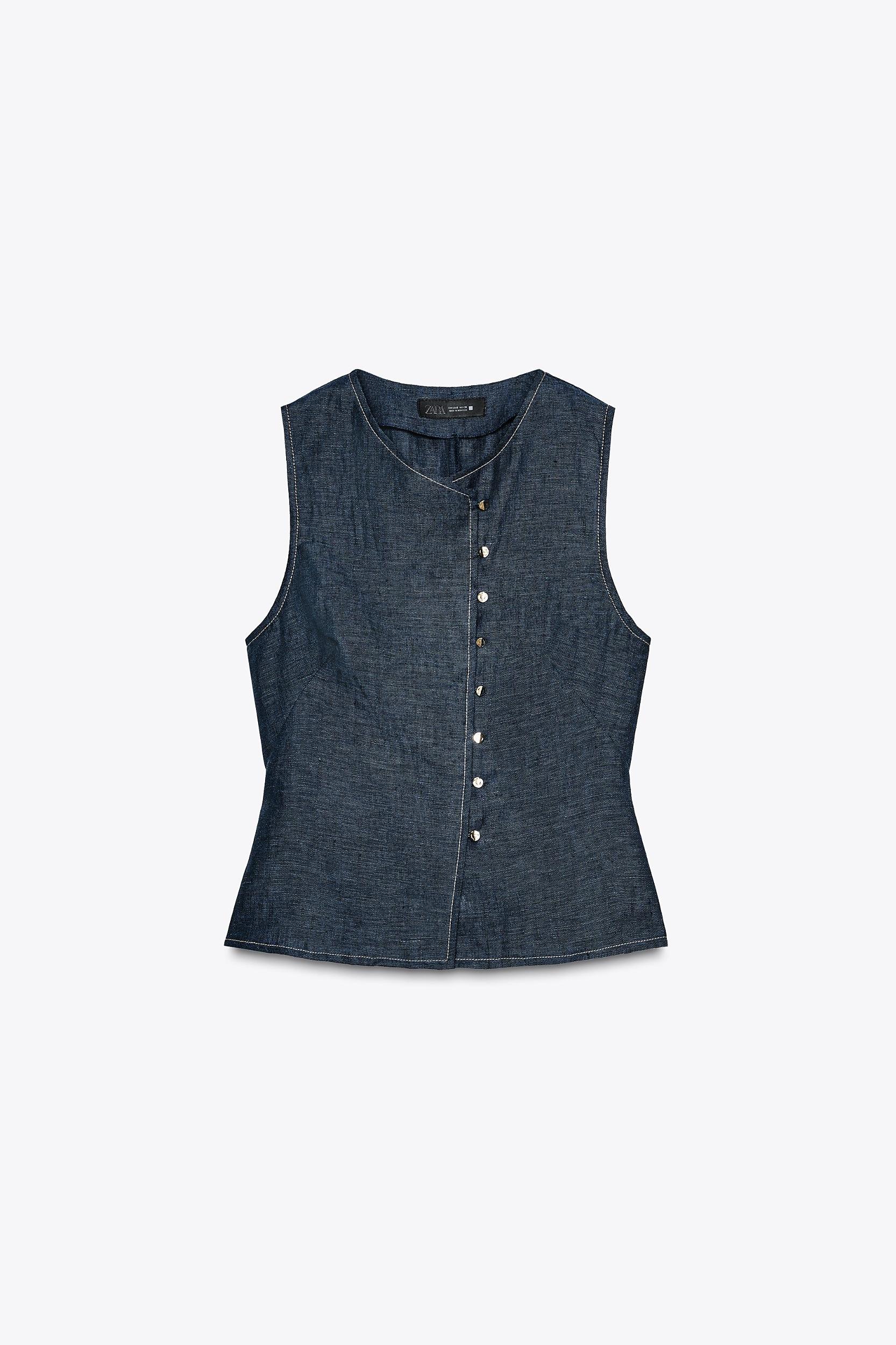 DOUBLE BREASTED LINEN VEST Product Image