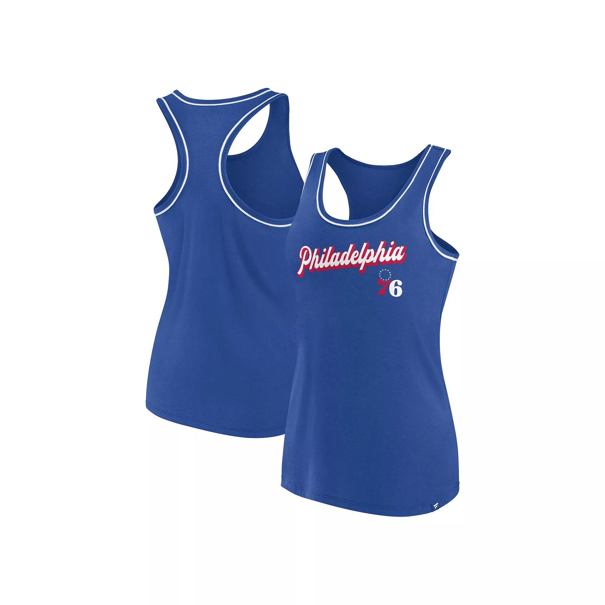 Women's Fanatics Branded Navy New England Patriots Wordmark Logo Racerback Scoop Neck Tank Top,  Product Image