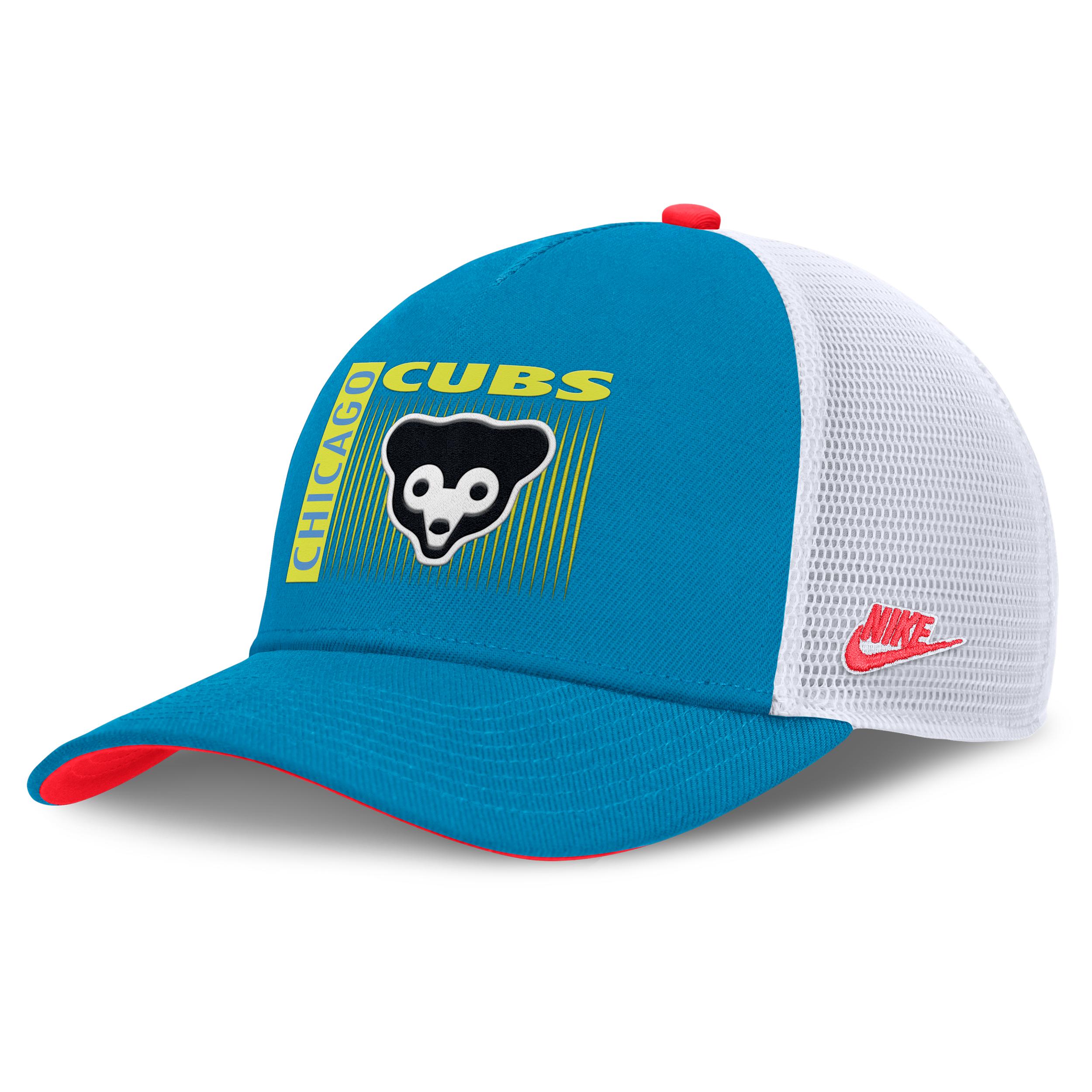 Chicago Cubs Neon 90s Rise Nike Mens Dri-FIT MLB Trucker Adjustable Hat | NB520GMTC78-53M Product Image