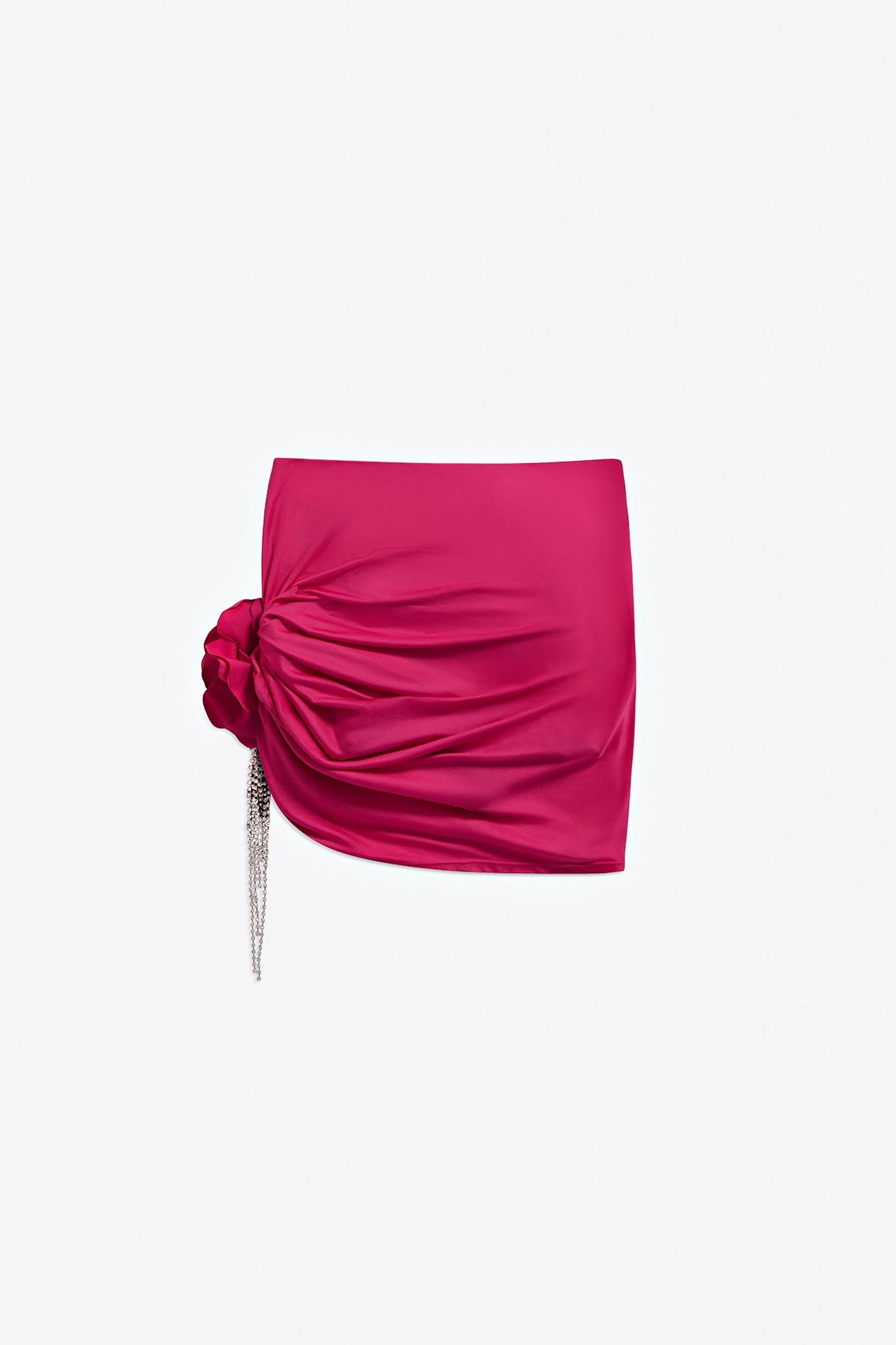 Crystal Flower Draped Mini Skirt Product Image