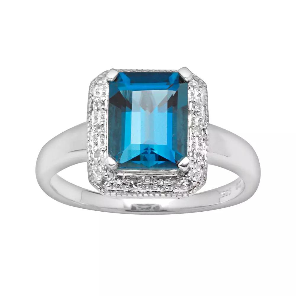 Sterling Silver London Blue Topaz & Diamond Accent Ring, Women's, Size: 8 Product Image