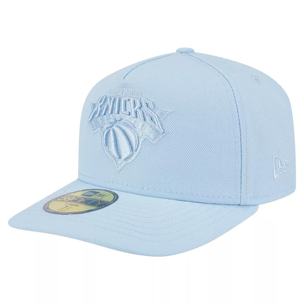 Men's New Era  Light Blue New York Knicks Colorpack A-Frame Pinch Front 59FIFTY Fitted Hat, Size: 7 1/2 Product Image