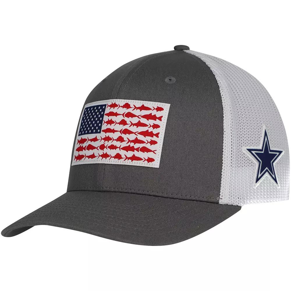 Men's Columbia Gray Dallas Cowboys PFG Fish Flag Flex Hat,  Product Image