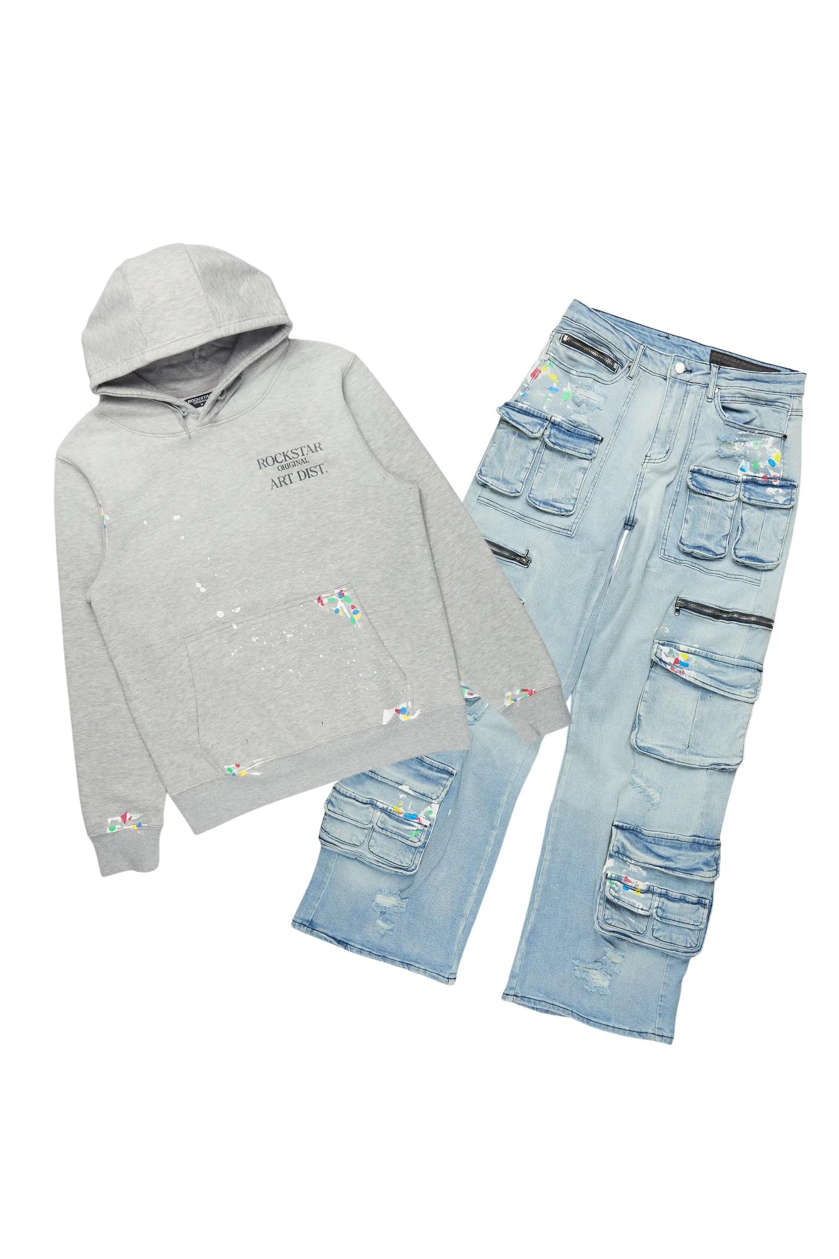 Art Dist Grey/Blue Hoodie/Baggy Fit Jean Bundle Male Product Image