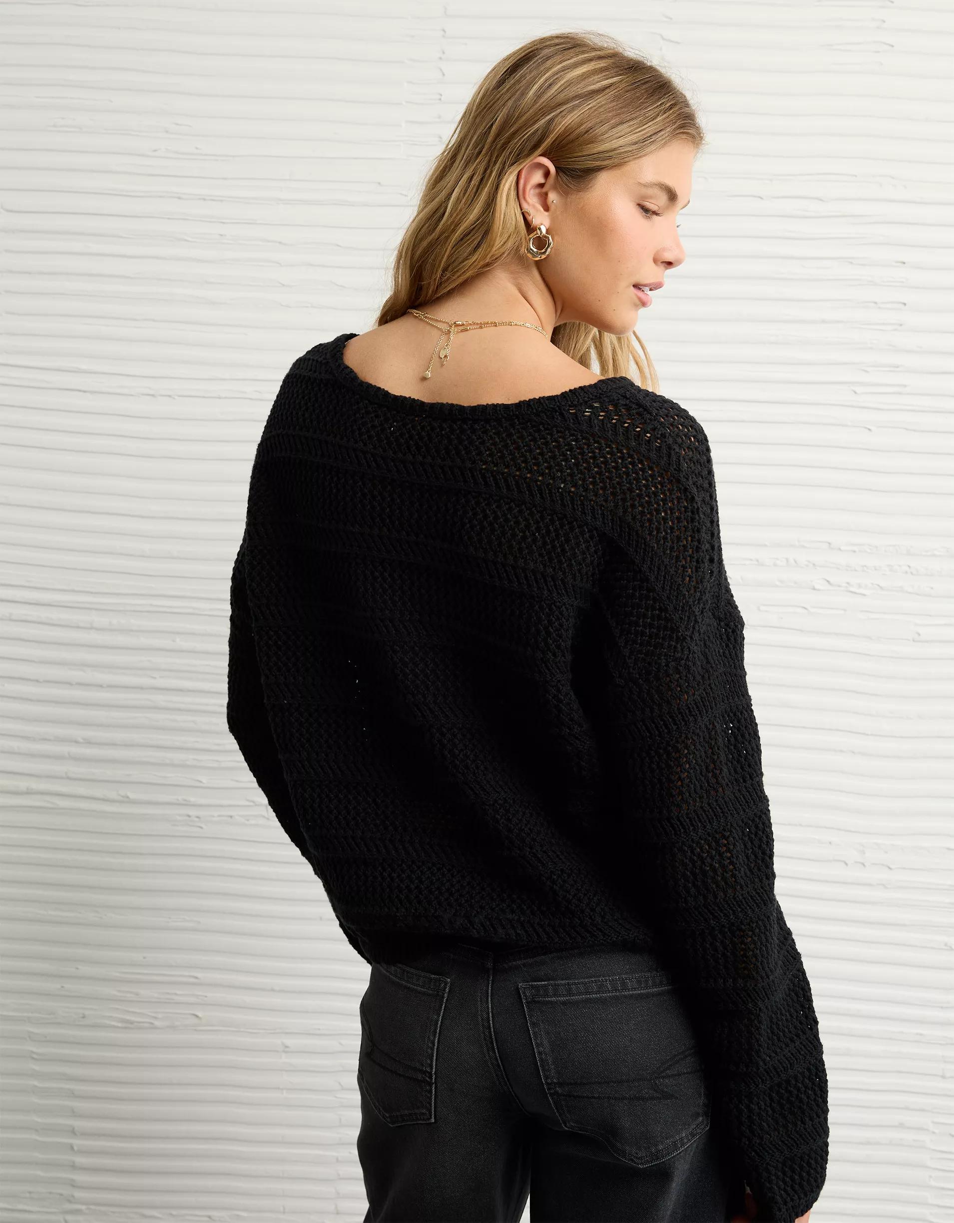 AE Cropped Crochet Sweater Product Image