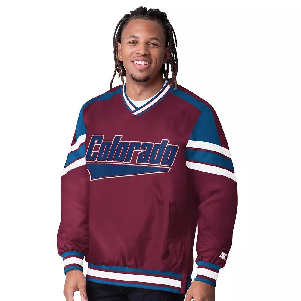 Men's Starter  Burgundy Colorado Avalanche Reliver I V-Neck Pullover Sweatshirt, Size: Large, Med Re Product Image