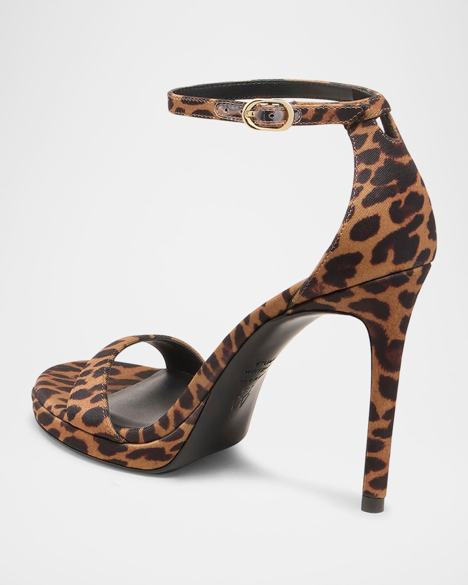 Nudist Leopard Ankle-Strap Platform Sandals Product Image