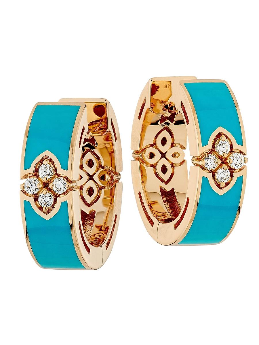 Womens Love In Verona 18K Rose Gold, Enamel & 0.06 TCW Diamond Hoop Earrings Product Image