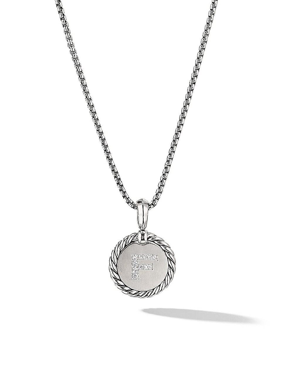 Womens Initial Charm Necklace in Sterling Silver Product Image