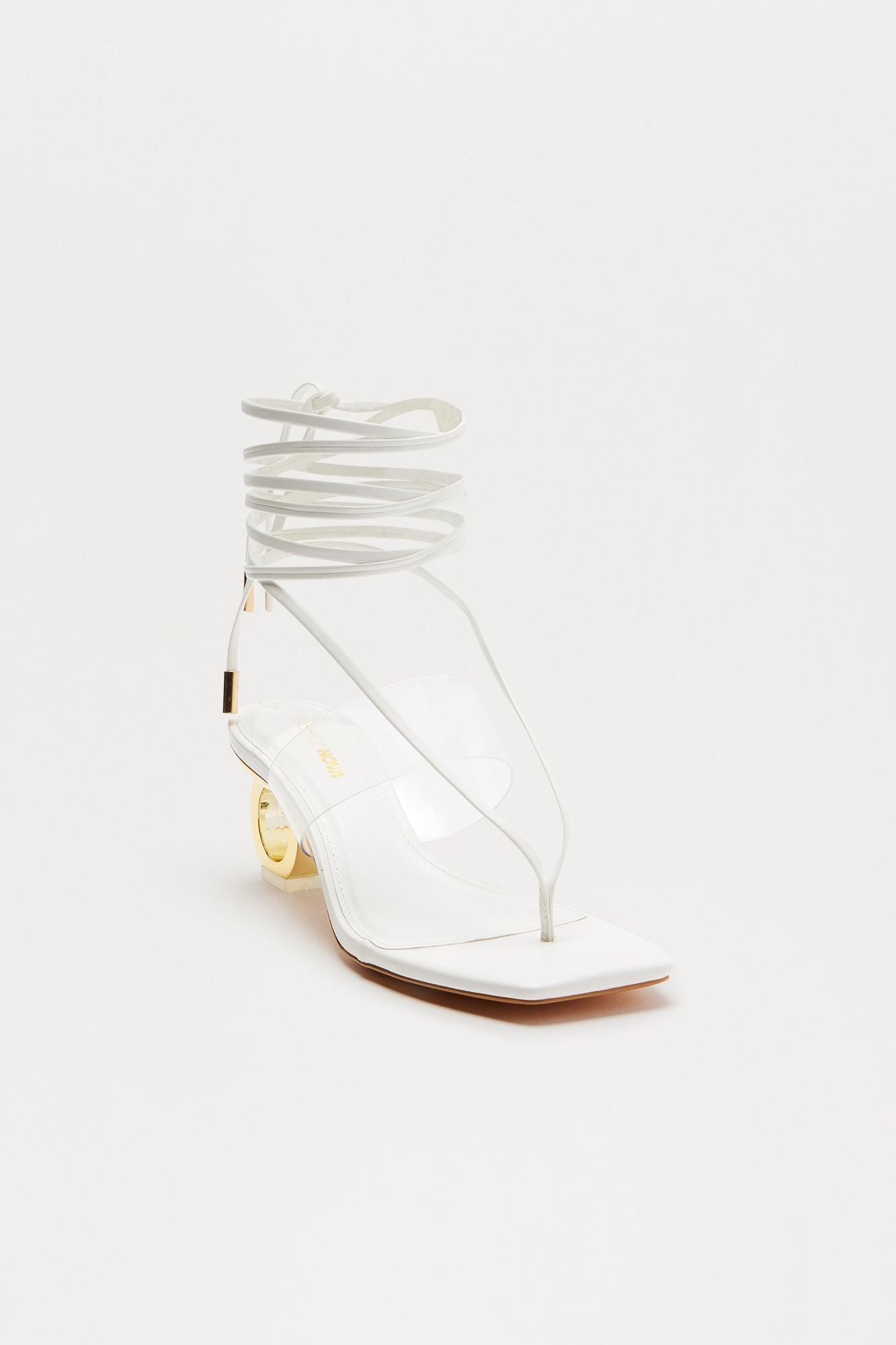 Tris Wrap Up Heels - White Product Image