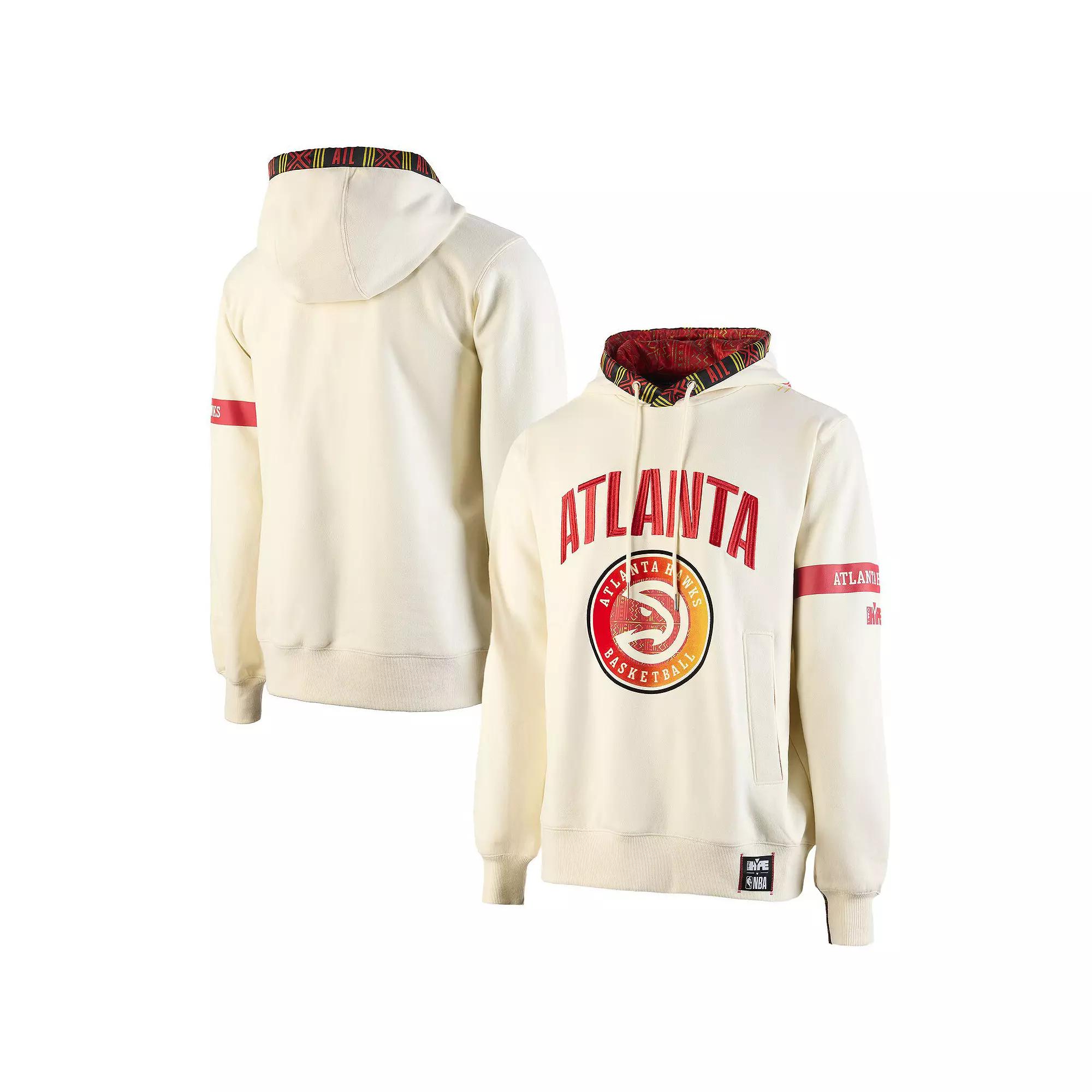 Men's NBA x Two Hype  Cream Atlanta Hawks Culture & Hoops Collection Premium Pullover Hoodie, Size: Medium, Beige Product Image