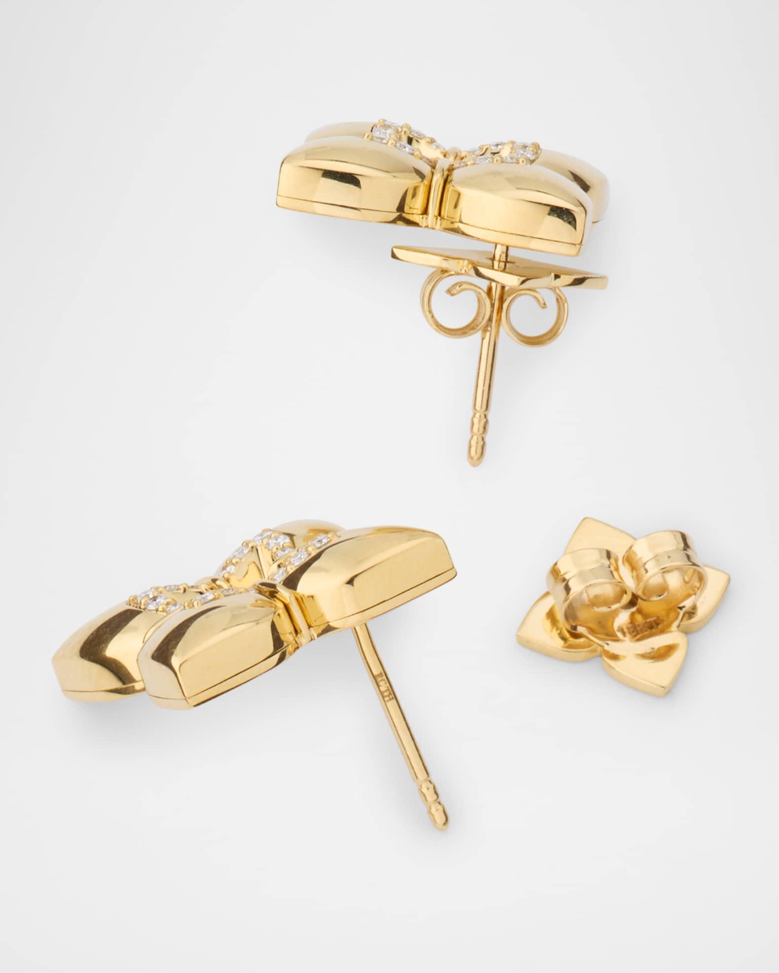 18K Yellow Gold Venetian Princess Stud Earrings with Diamonds Product Image