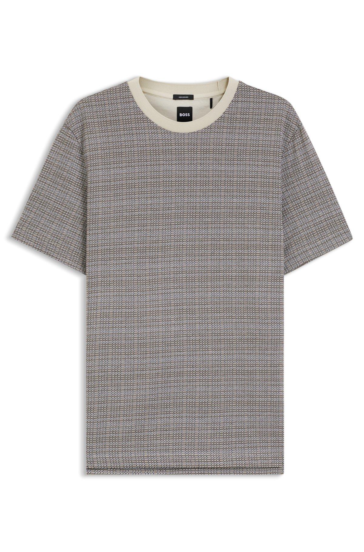 Grid-pattern T-shirt in mercerised cotton Product Image