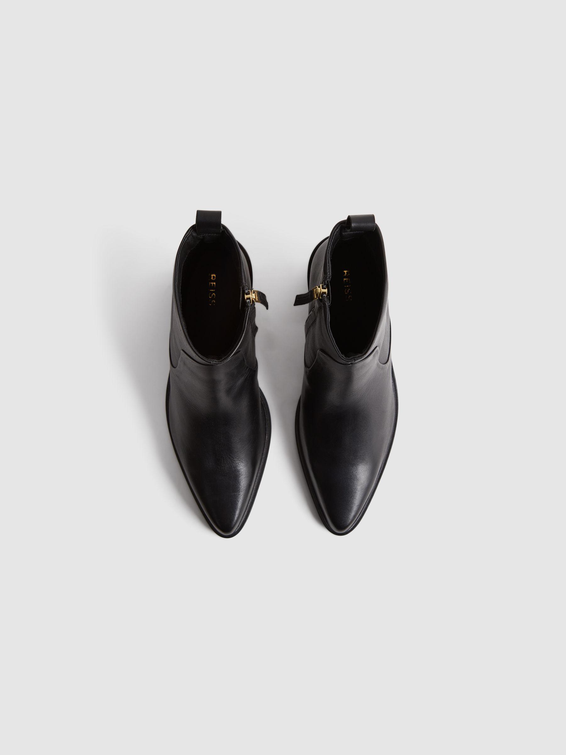 Leather Heeled Western Boots in Black Product Image