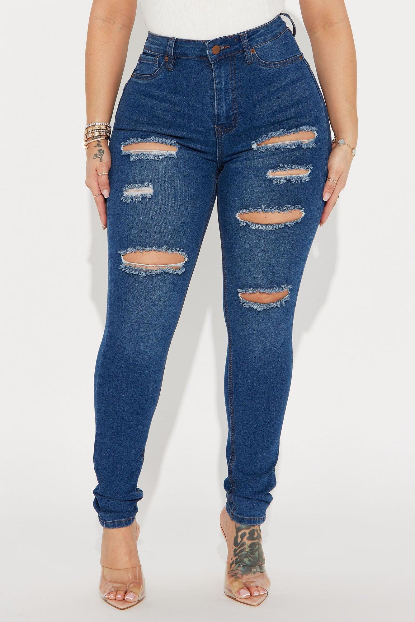Back It Up Ripped Booty Lifting Stretch Skinny Jeans - Dark Wash Product Image